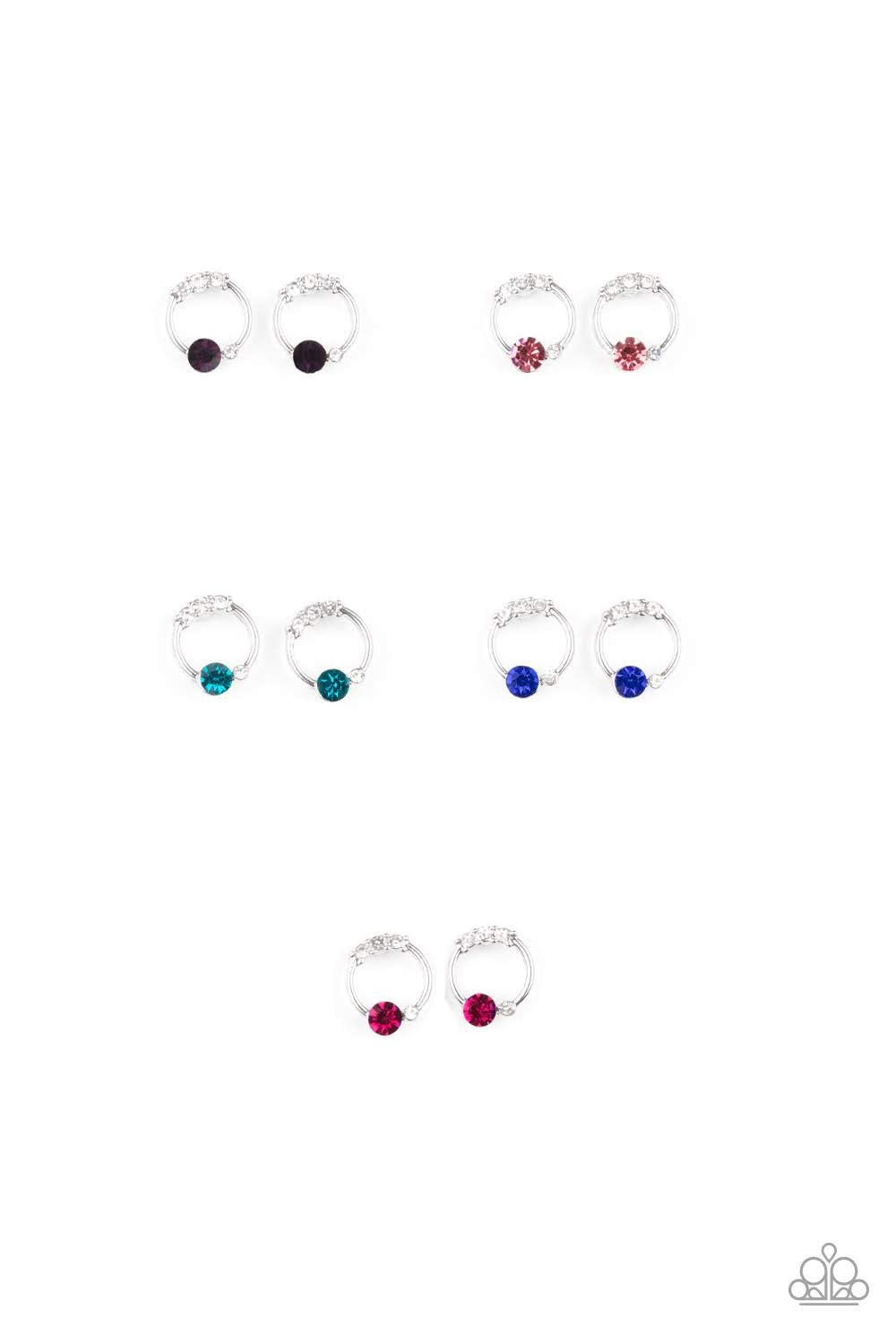 Dotted Rhinestone Earrings - Fuschsia